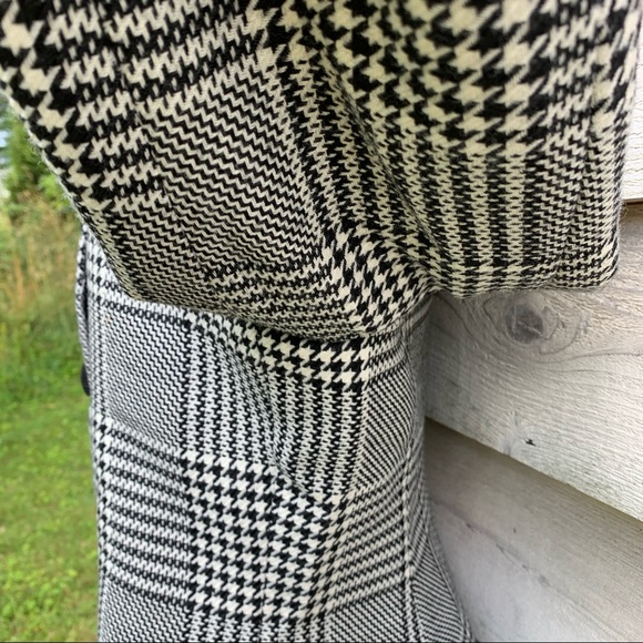 Vintage 80s Wool Blend Plaid Houndstooth Button Up Long Sleeve Collarless Blazer - Picture 13 of 16